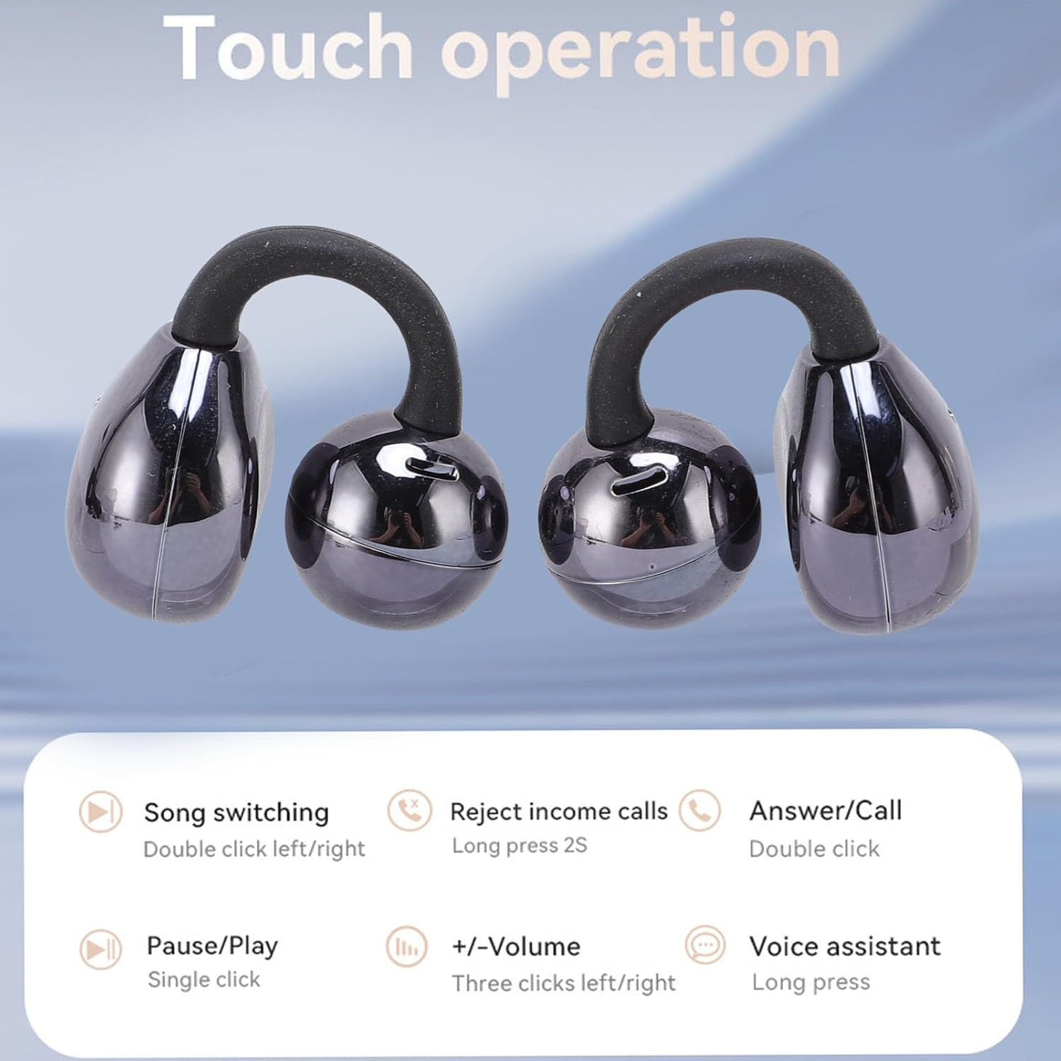 Plyisty Wireless Earbuds, Bluetooth 5.49 Sports Headphones, LCD Touch Screen Charging Case, Hifi Speaker, Directional Stable Transmission, for Training, Running (Black)