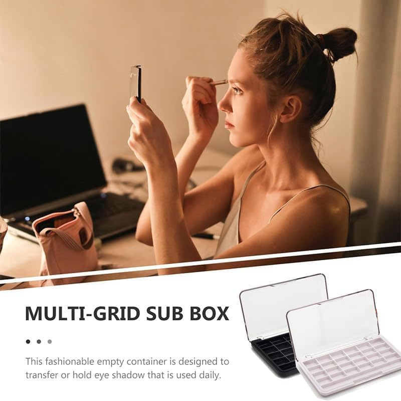 24 Grids Empty Makeup Palette Case, 4Pack 24 Grids Empty Eye Shadow Box,Empty Makeup Lipstick Cosmetics Blusher Palette Case,Plastic Travel Containers for Eye Shadow, Lipstick, Blusher image number 2