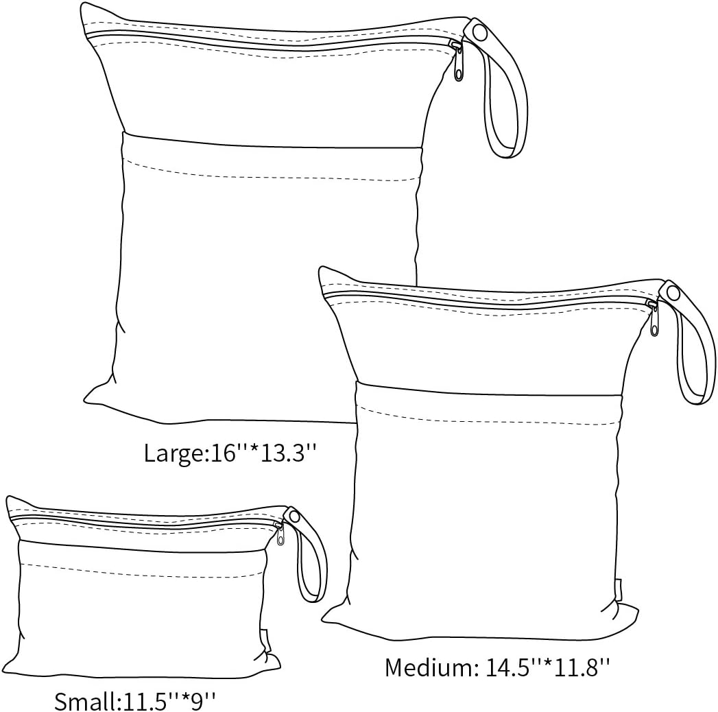 ALVABABY Diaper Wet Dry Bags/Travel Bags/Storage Bags/Cosmetic Bags/Handbags/Wash Bags Waterproof Reusable 3 PCS 3L-S33-AU image number 2