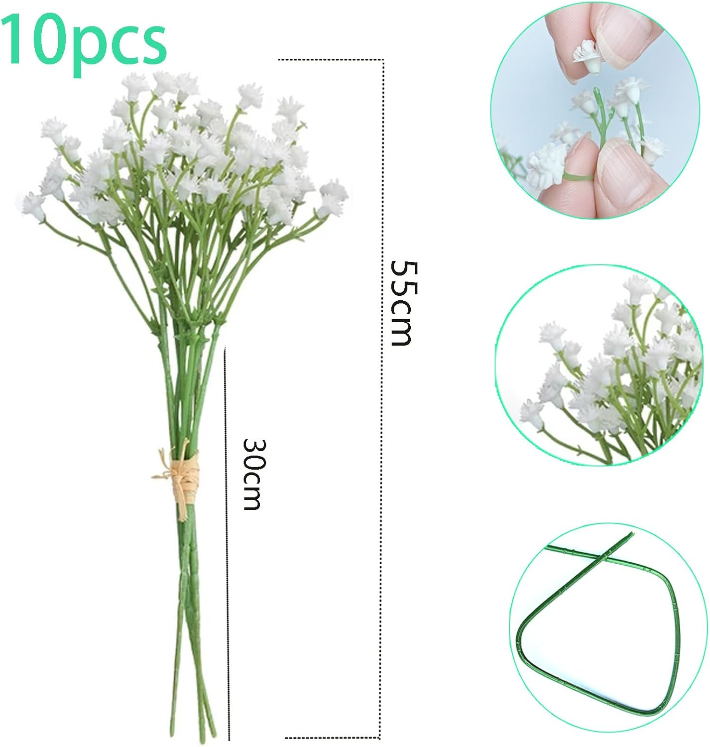 10 Bundles Artificial Flowers, Baby Breath Flowers Artificial, Real Touch, Fake Dried Gypsophila Plants for Wedding Bouquets DIY Wreath Floral Arrangement Home Party Decoration image number 6