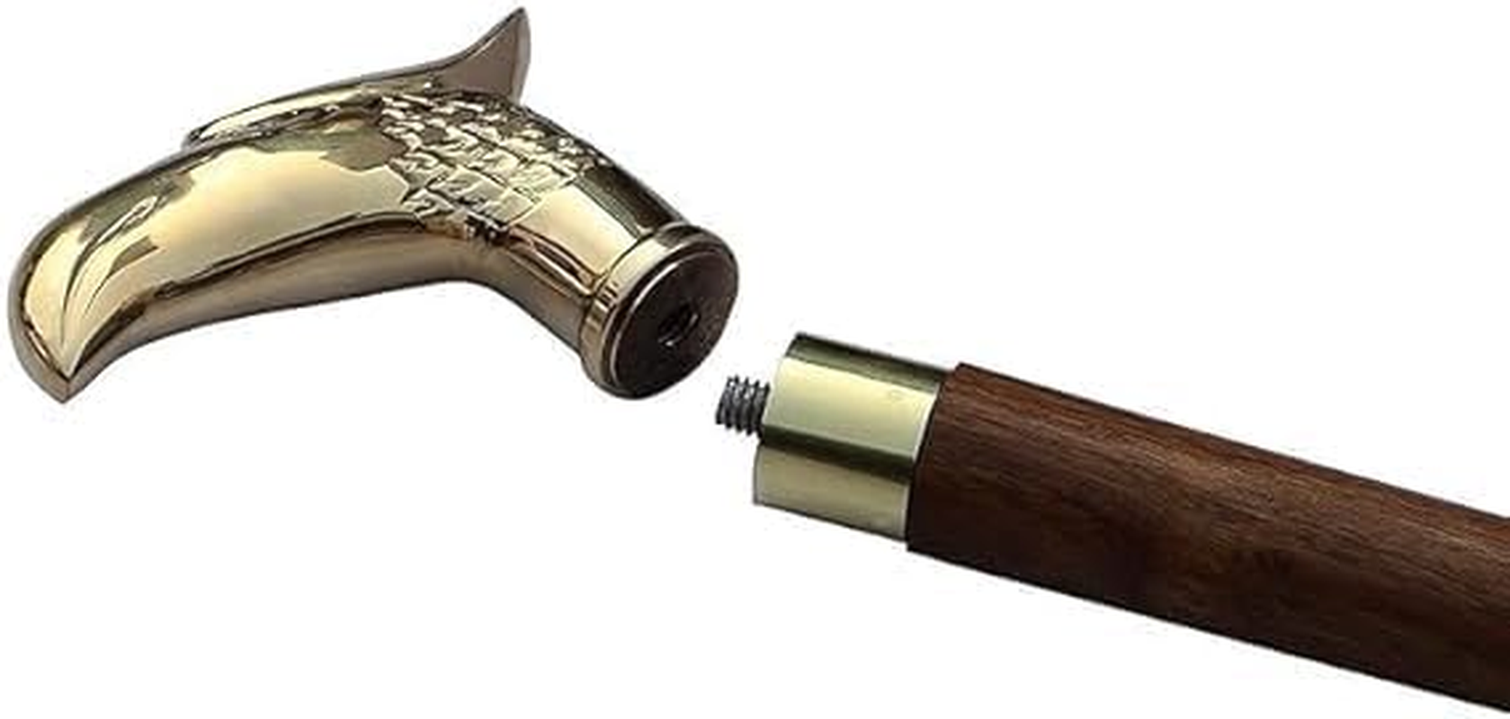 Eagle Walking Stick Vintage Wooden Decorative Cane Walking Stick for Men and Women - Wooden Canes and Walking Sticks with Metal Brass Handle with Rosewood Cane (Golden, Eagle) image number 3