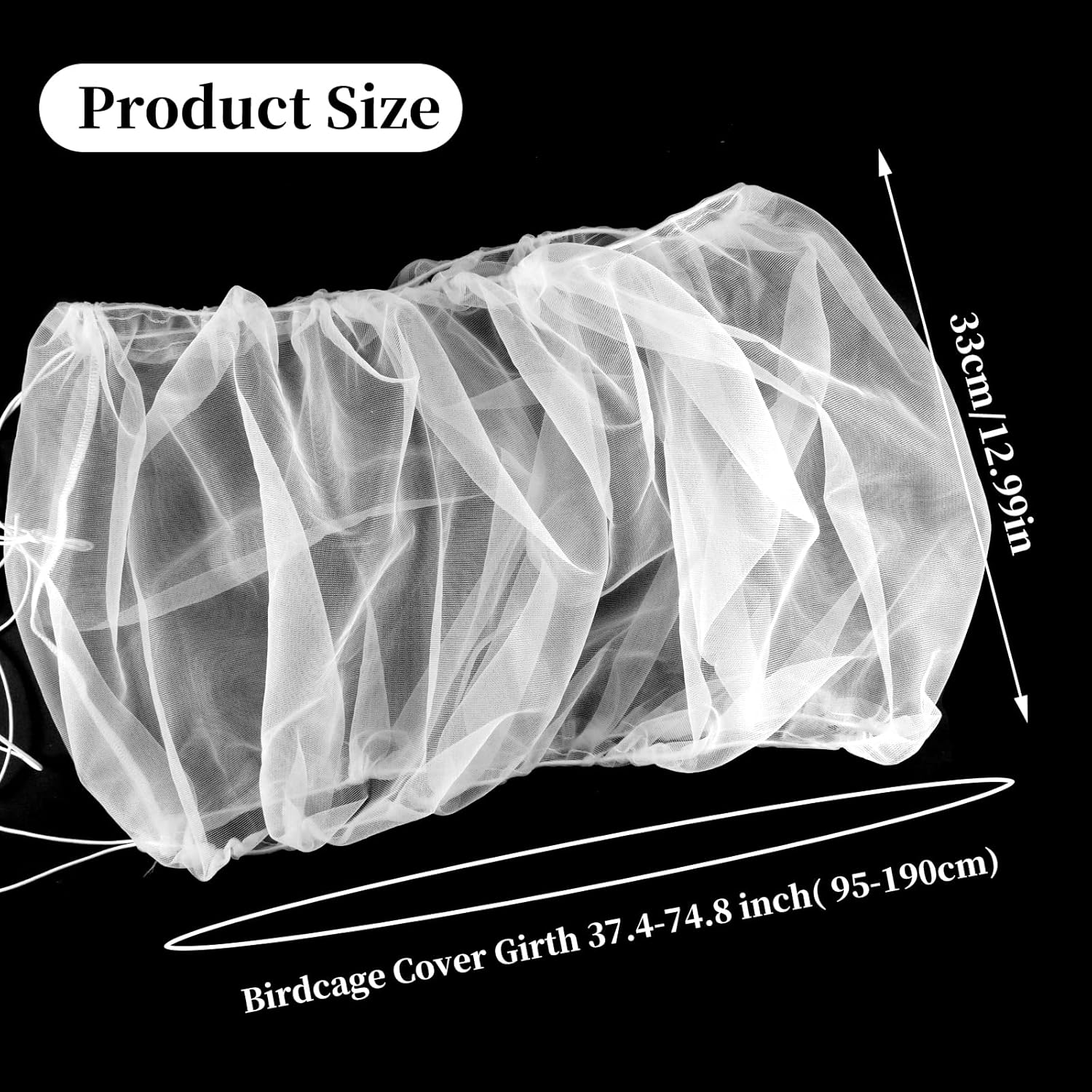 HOYDATE Adjustable Bird Cage Net Cover Birdcage Seed Feather Catcher Soft Skirt Guard Birdcage Nylon Mesh Netting for Parrot Parakeet Macaw round Square Cages (Circumference 37 Inch to 75Inches) image number 1