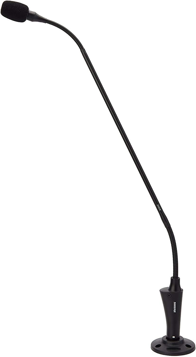 Shure CVG12-B/C Gooseneck Condenser Microphone, 12-Inch Inline Pre-Amp, Flange Mount, Cardioid - Black image number 1