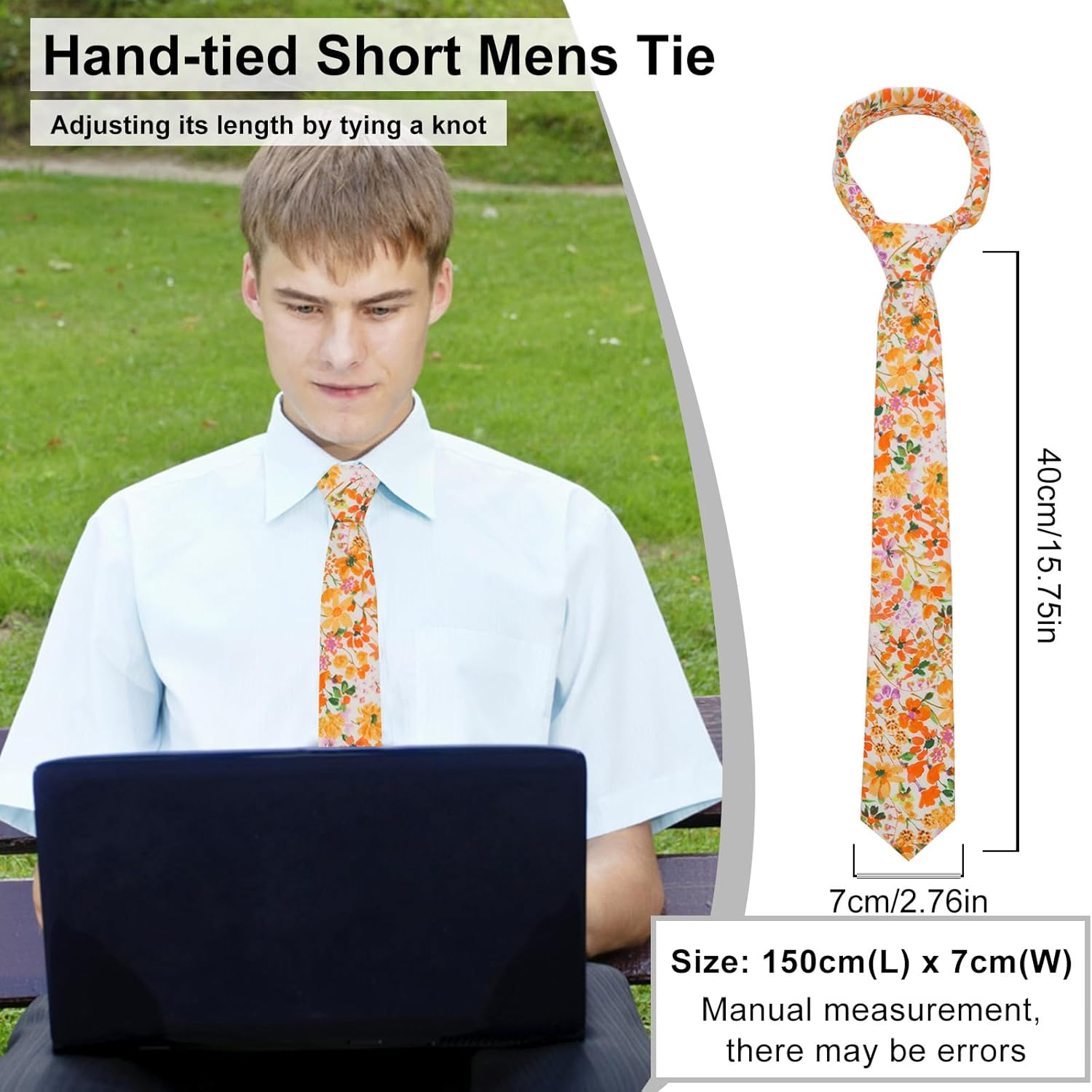 Luckyvestir Mens Ties, Sage/Dusty Blue/Pink Floral Ties for Men, 2.76" Cotton Flower Necktie for Wedding/Groomsmen/Party