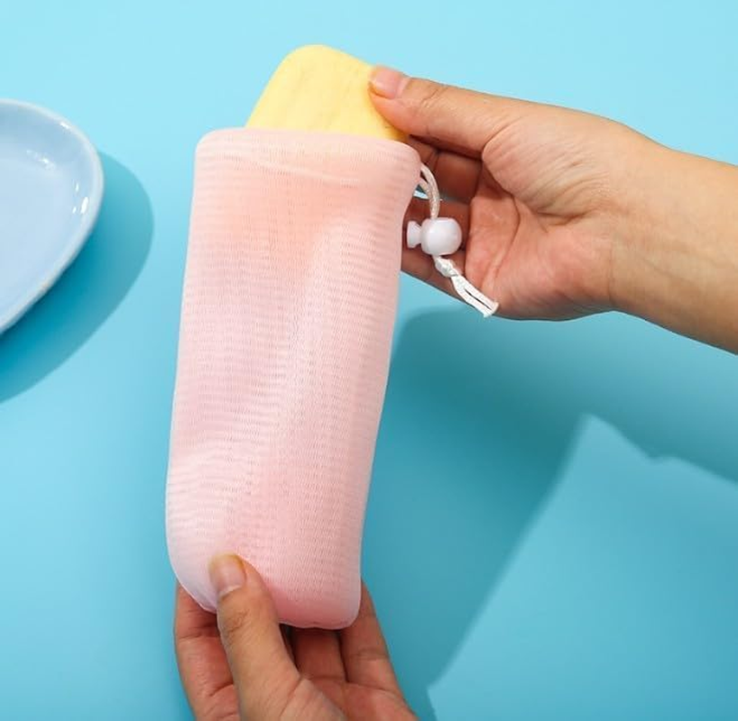 6PCS Multicolor Exfoliating Mesh Soap Pouch Bubble Foam Net Bag for Shower Saver Pouch Drawstring Foaming Net Soap Bag for Body Facial Cleaning Tool, 5 Colors Easy to Store Used Repeatedly,Cleansers image number 2
