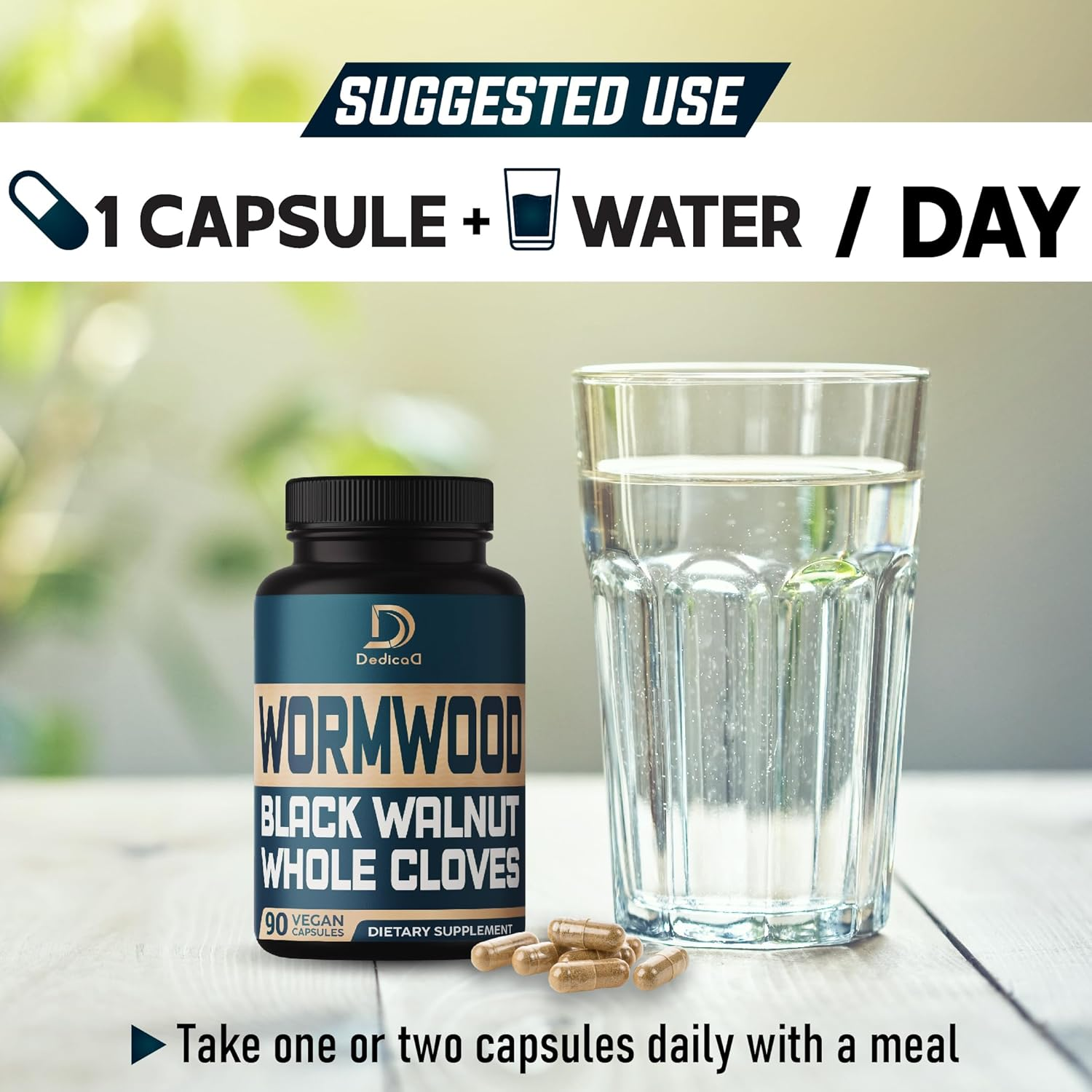 12In1 Wormwood Extract - 3 Month Supply - 90 Capsules - 12 Herbs Blended Black Walnut Hulls, Clove & More image number 1