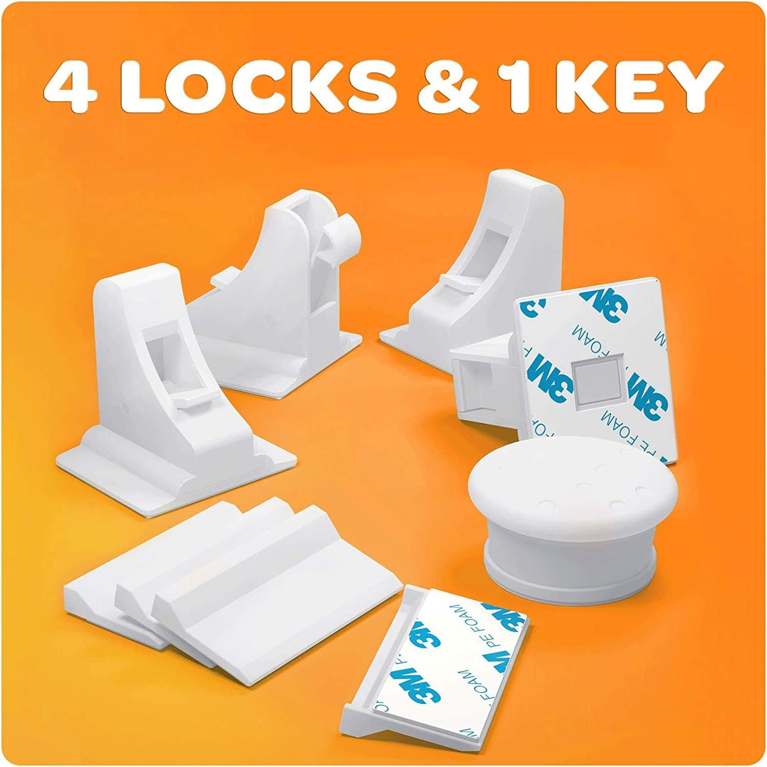 Magnetic Cabinet Locks - Child Safety Locks | Baby Proofing Cabinets System (4 Locks + 1 Key) image number 5