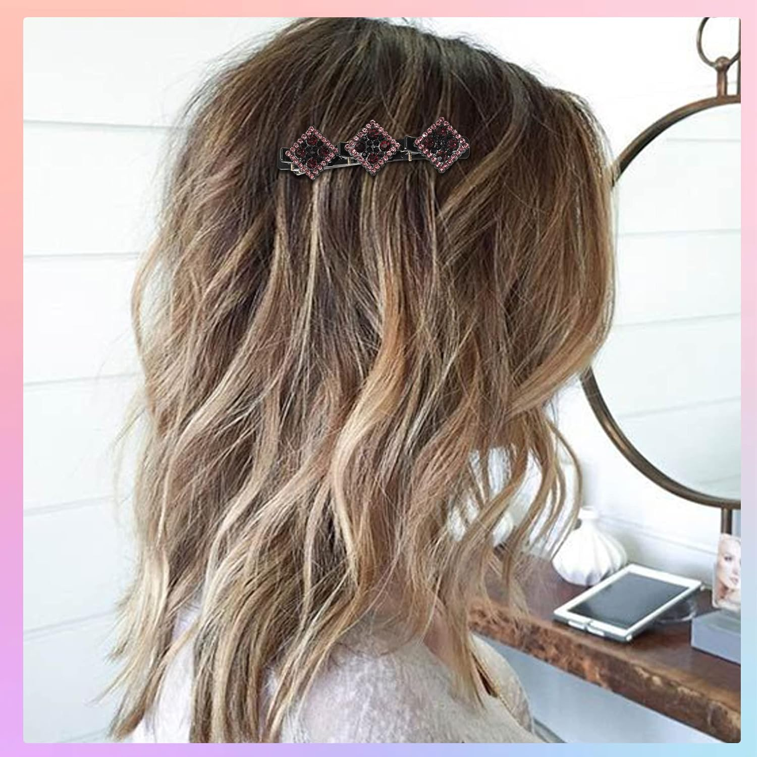 Sonnorel Pack of 4 Hair Clips with Crystal Flower, Crystal Hair Clip Made of Four Leaves Beauty Salon Hair Pins Sparkling Crystal Stone Braided Hair Clips, Rhinestone Braided Hair Clip for Women image number 5