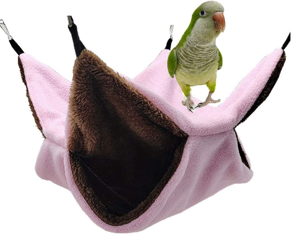 Keersi Bird Nest Double Layer Hanging Hammock Bed Toy for Parrot Parakeet Cockatiel Conure Cockatoo African Grey Amazon Lovebird Finch Budgie Hamster Rat Gerbils Chinchilla Cage Perch (Blue)
