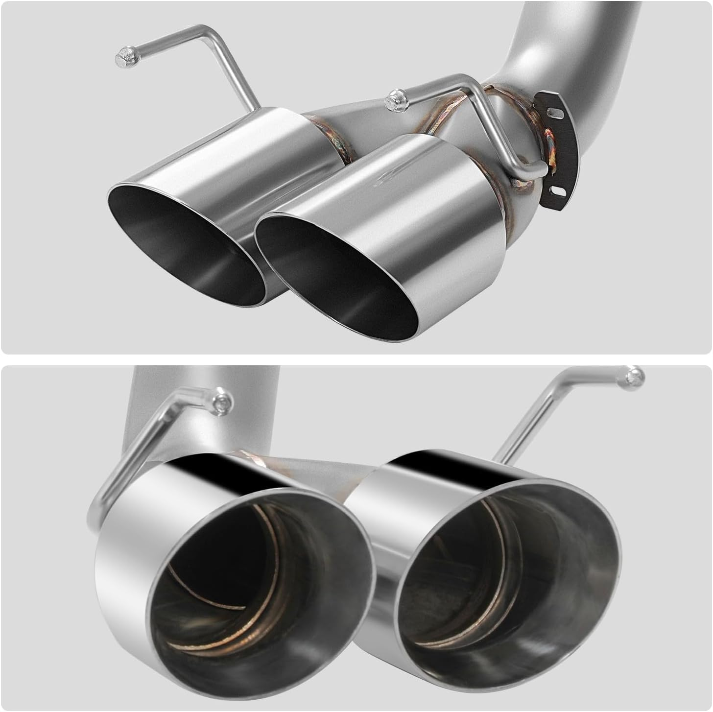 DNA MOTORING Axle-Back Exhaust System Compatible with 05-08 Chevy Corvette 6.0L 6.2L,Round Diagonal Rolled Muffler Tip,2.5" Inlet/3" Outlet, Aluminized Piping/Polished Tips CBE-MU-CCORVO5-60L