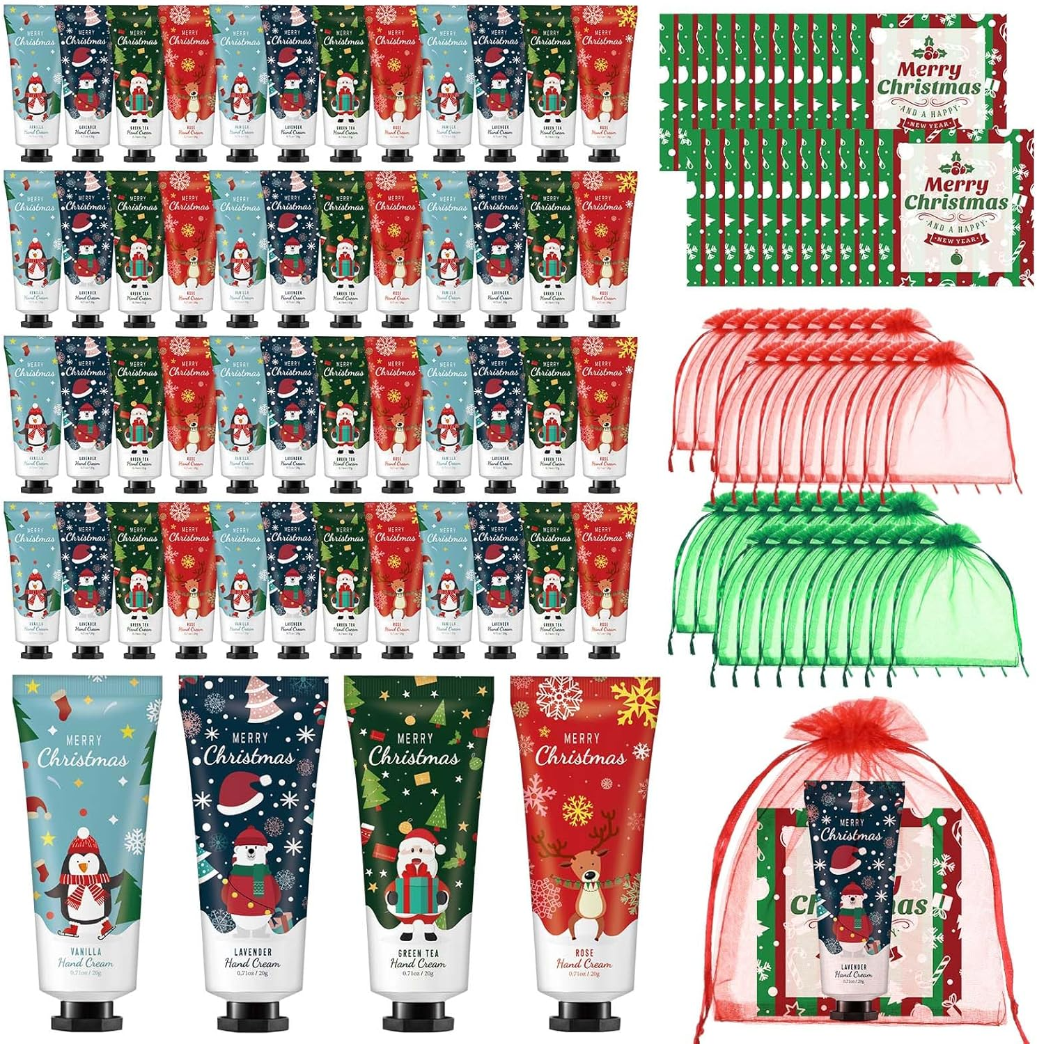 Heigble 72 Christmas Hand Cream Gift Set Christmas Stocking Stuffers Hand Cream Travel Size Care Cream Bulk Mini Hand Lotion for Dry Cracked Hands Employees Colleagues Teacher Gifts