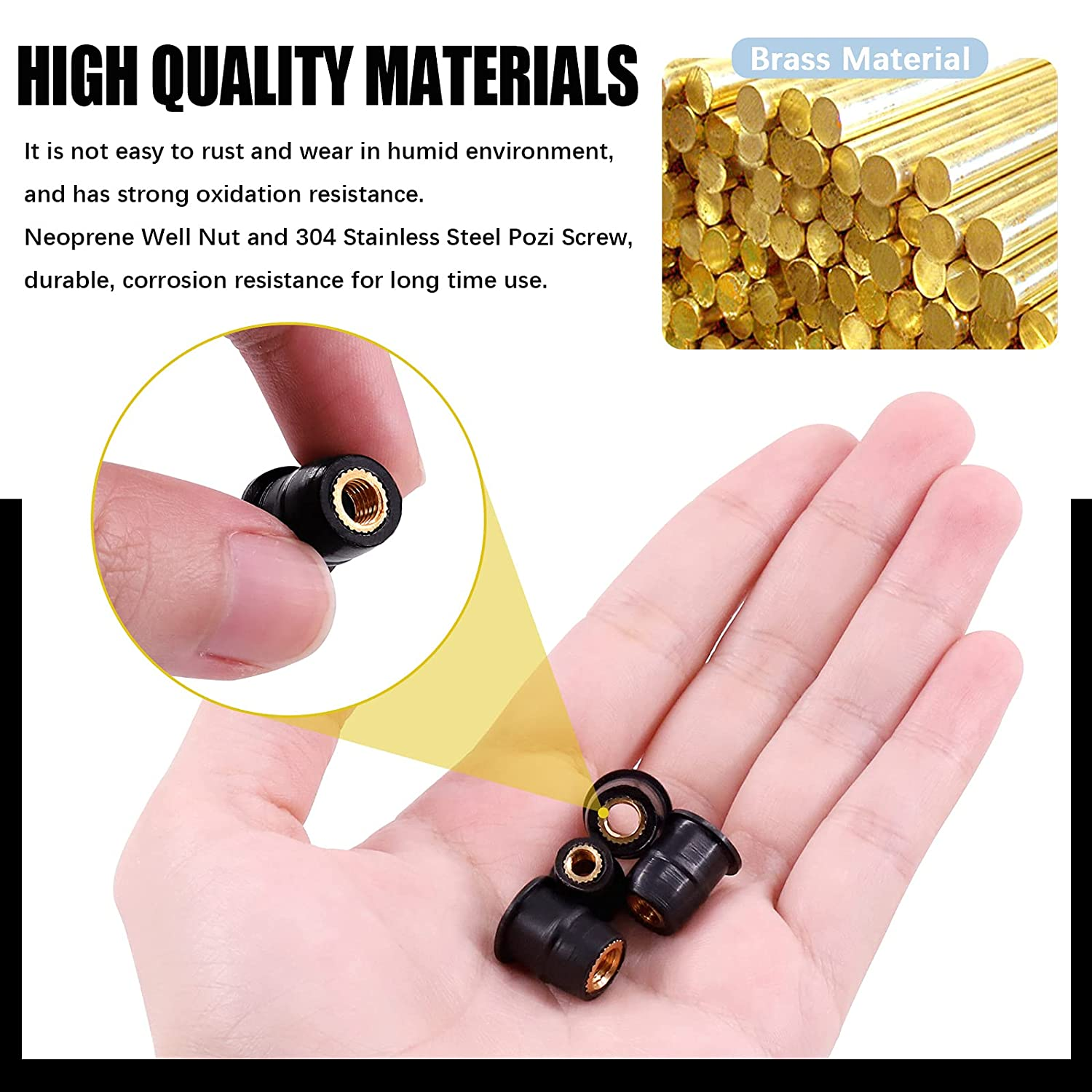 60Pcs M4 M5 M6 Well Nut Expansion Nuts and 304 Stainless Screw Rubber and Steel Parts Windscreen Nuts Accessories for Motorcycle Kayak Boats image number 5