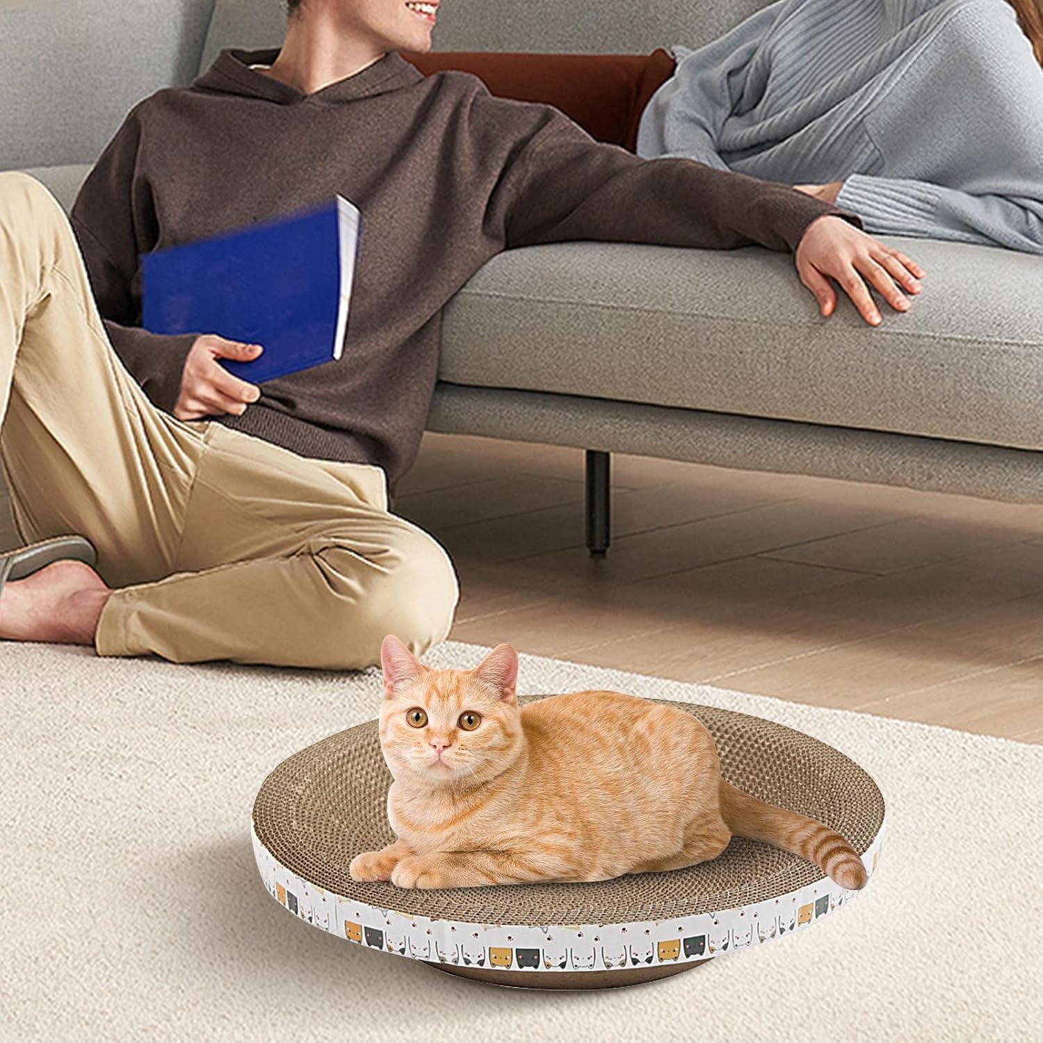 Scratching Board for Cats | High-Density Bowl-Shaped Cat Scratcher Cardboard for Cat Scratch | Cat Furniture Scratching Pads for Indoor Cats Sleeping Cat Scratch Post Gyouza image number 1