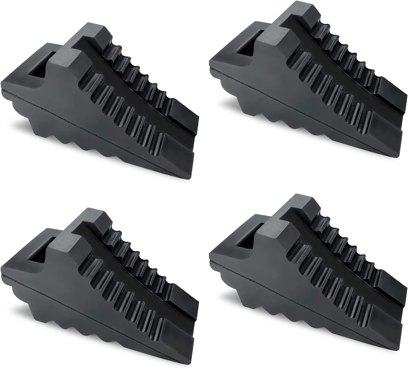 2 Pairs Wheel Chocks for Travel Trailers, Non Slip Heavy Duty Yellow Wheel Chock with Rope, Lightweight Wheel Stoppers for Cars Camper Trucks Rvs, Easy to Carry & Suitable for Most Tyre Sizes