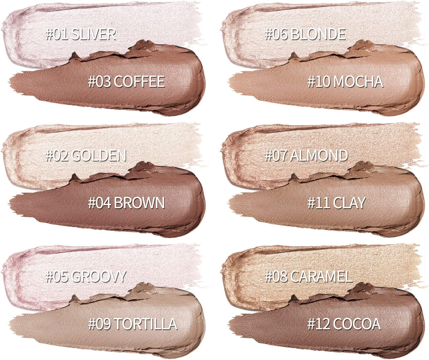 Contouring Stick, Highlighter and Bronzer Contour Pen, Creamy Texture, Long-Lasting Contours, Brightens the Face Make-Up Contouring Pen for Face and Neck (2 Pieces, 10) image number 2