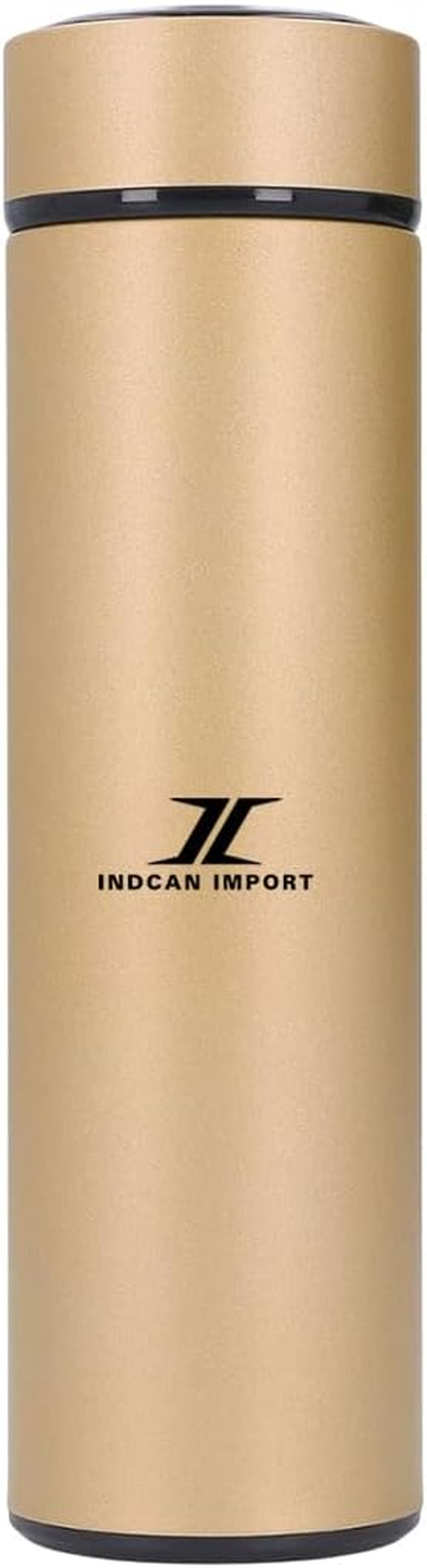 INDCAN IMPORT Vacuum Insulated Water Bottle 500Ml | Double Wall Stainless Steel | Hot & Cold Leak-Proof Travel Flask | Bpa-Free Reusable Sports & Office Bottle &ndash; Keeps Drinks Hot 12H / Cold 24H