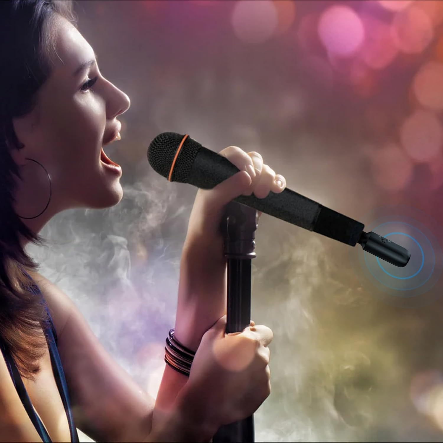 2.4G XLR Wireless Microphone Transmitter Receiver, Wireless Mic Audio System Support 48V Phantom Power USB Charging Microphone Adapter for Public Speaking Singing image number 5