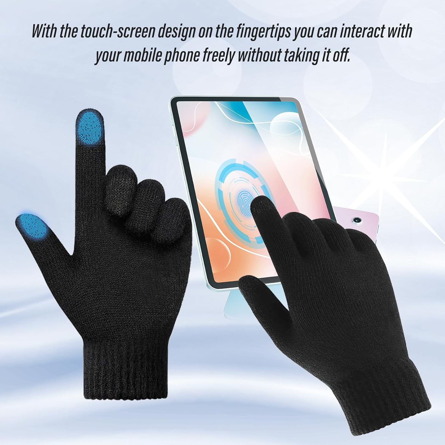 Fiohiros 3-Pirs Touch Screen Knitted Gloves,Dark Green Winter Warm Gloves for Men, Suitable for Outdoor Sports and Daily Use - 2 Pairs image number 4