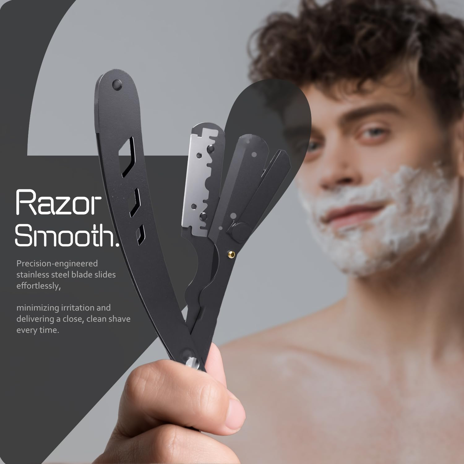 Sashion Professional Straight Razors for Men - Barber Straight Edge Razor with 40 Blades,Barber Grade Shavette with Stainless Steel Cut Razor,Stainless Steel Barbero Shaver,Gifts for Men'S