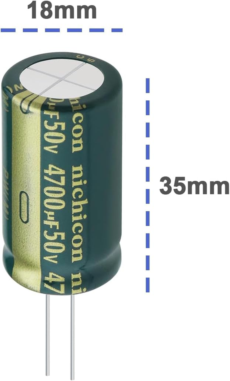 VGOL 4PCS 4700Uf 50V Capacitors Aluminium Electrolytic Capacitor 18X35Mm for Smart Home Appliances Medical Equipment Communication Equipment LED Lighting