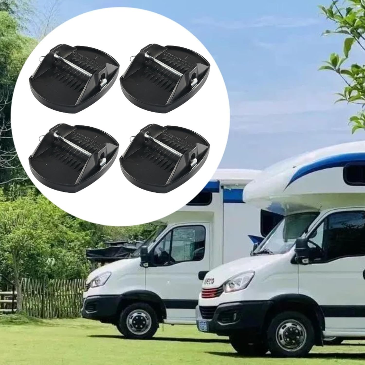 4Pcs RV Trailer Jack Pads Stabiliser Pads High Strength Replacement Wheel Foot Leg Support Adapter for Motorhome