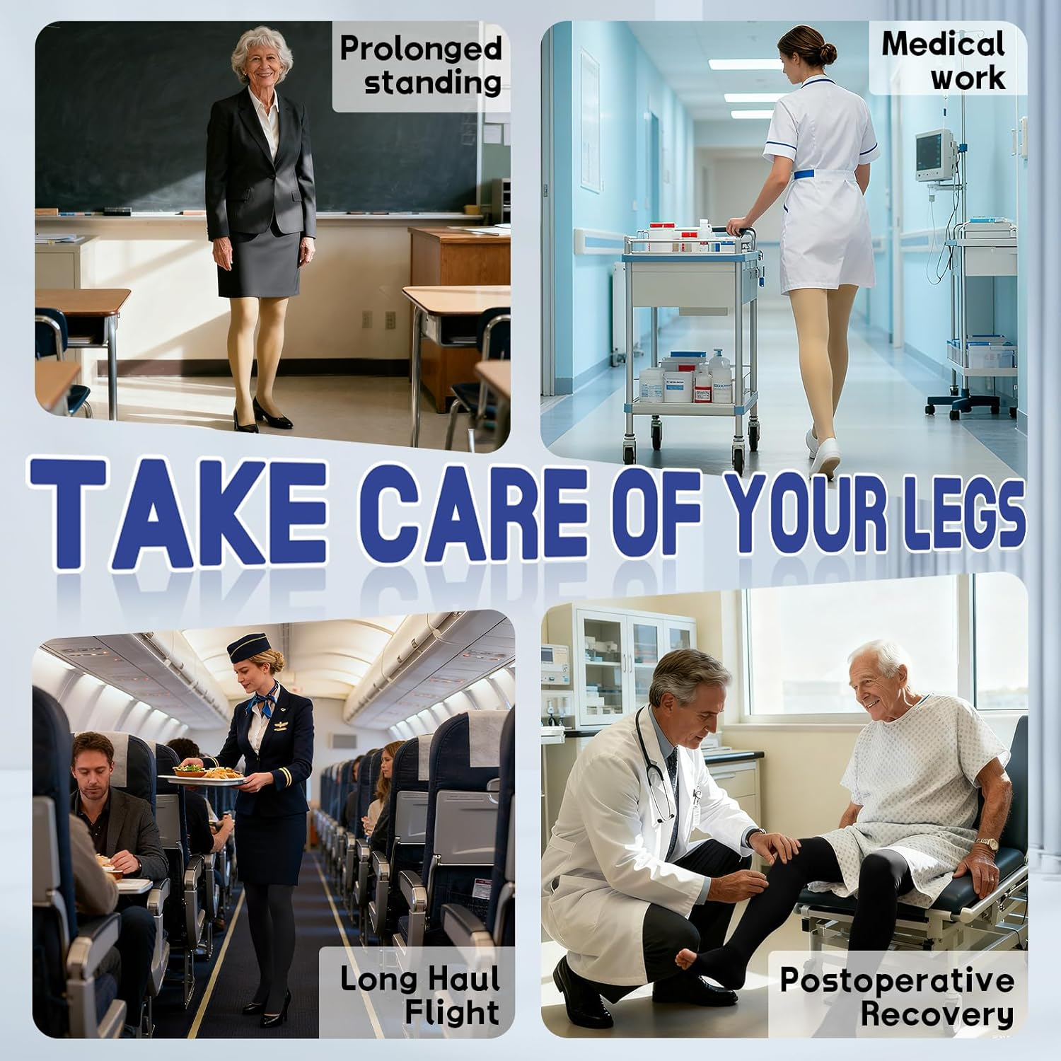 Beister Medical Compression Pantyhose Women & Men, 20-30Mmhg Open Toe Thigh High Compression Tights Graduated Support for Varicose Veins, Edema, Flight, DVT image number 4