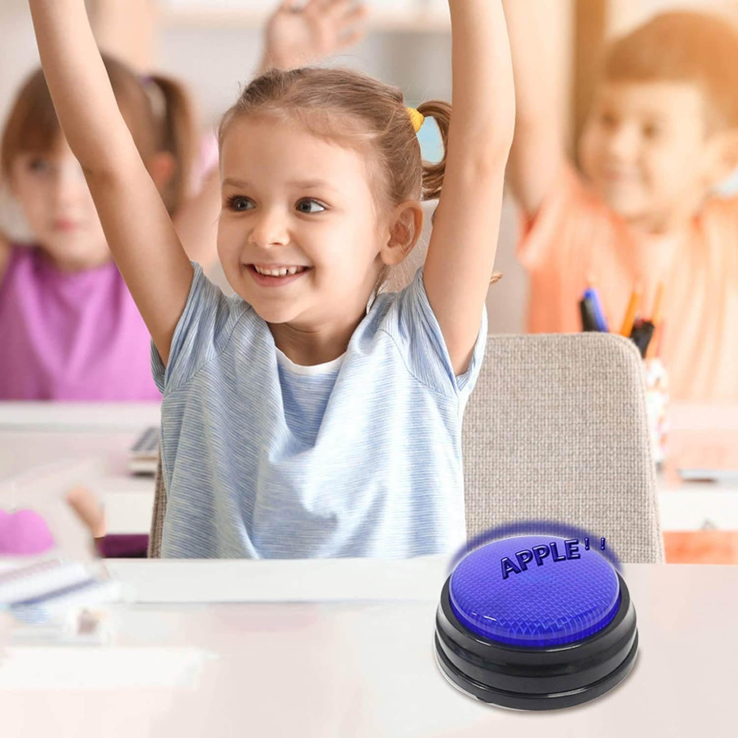 Recordable Talking Button with Led Function Learning Buzzers, Recordable Sound Button, Answer Buzzer Button, Sound Button, Recording Sound Button Blue - Blue image number 6