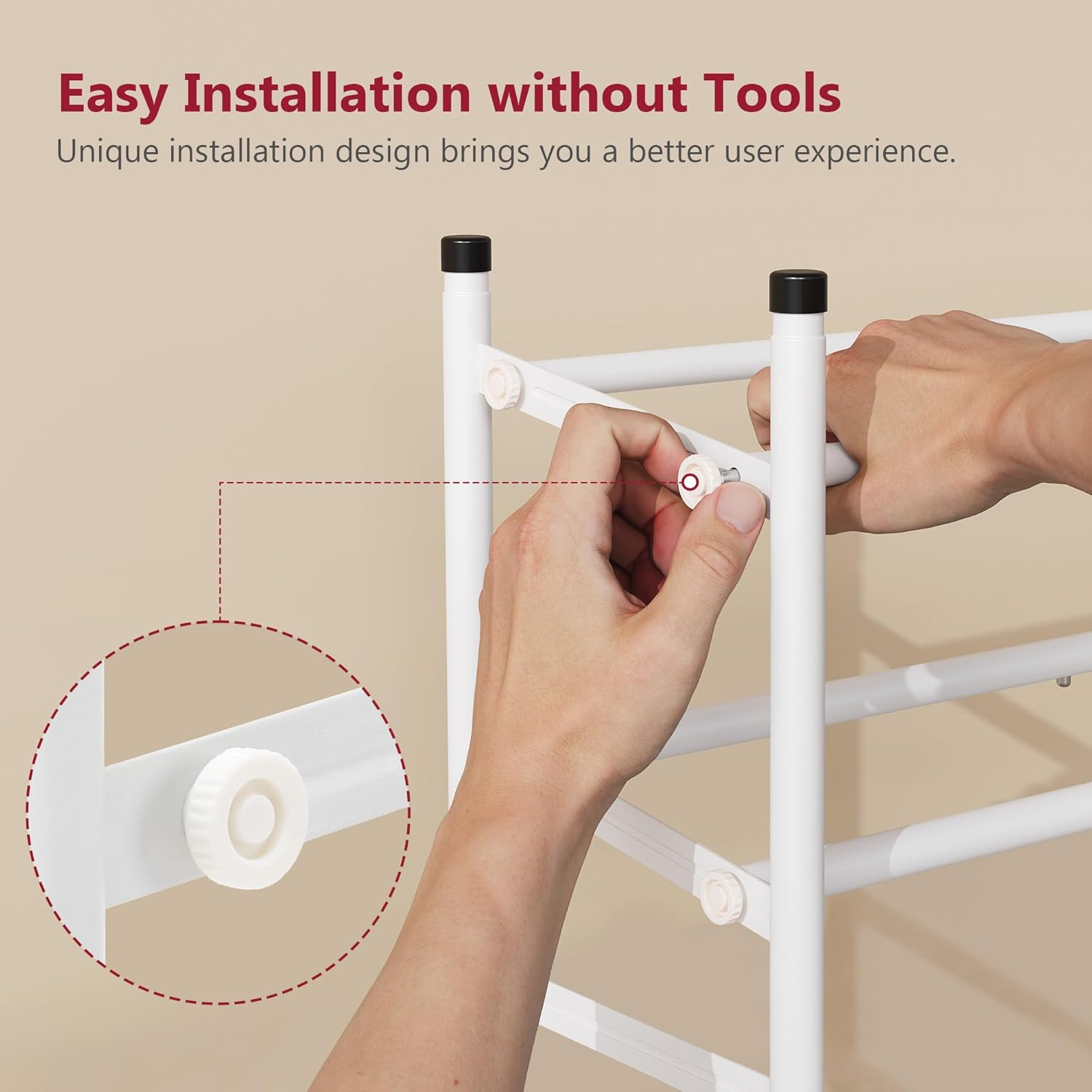 Tajsoon Expandable Shoe Rack for Closet 3 Tier, 28&ldquo;-41&ldquo;Adjustable & Stackable Shoe Shelf Storage, Metal Shoe Rack Organizer for Front Door Entrance, Closet, Garage, Entryway, White image number 3