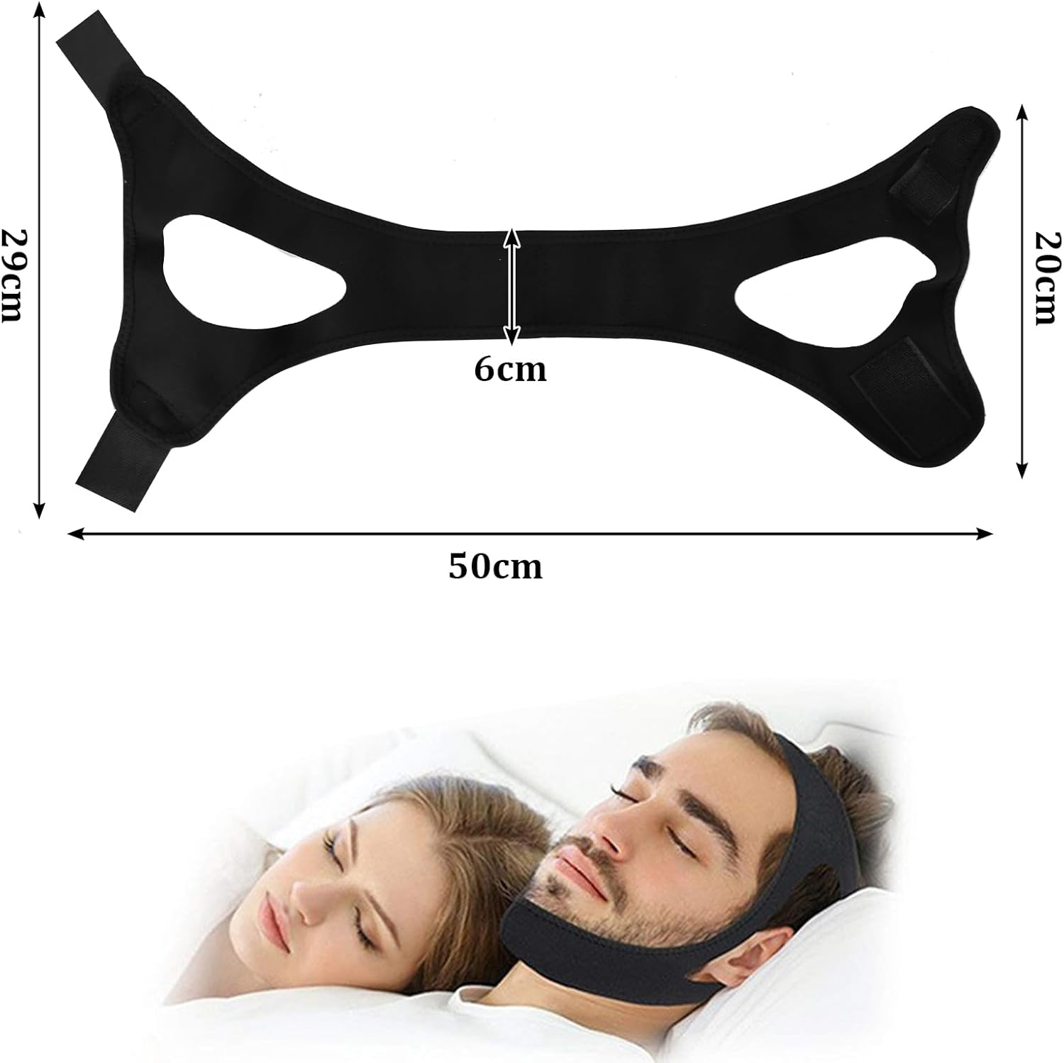 Jaw Strap for Sleeping Airflow Jaw Strap Adjustable anti Snoring Chin Strap Snore Reducing Aids Chin Strap for Sleeping Airflow Jaw Strap for Men Women (Black) image number 5