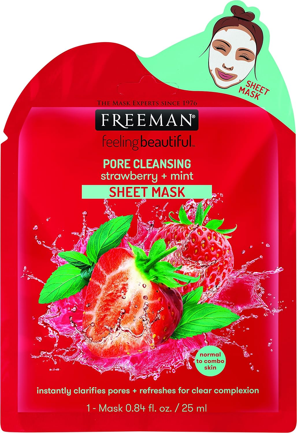 Freeman Feeling Beautiful Strawberry & Mint Sheet Mask 25ML, 300 Gram image number 1