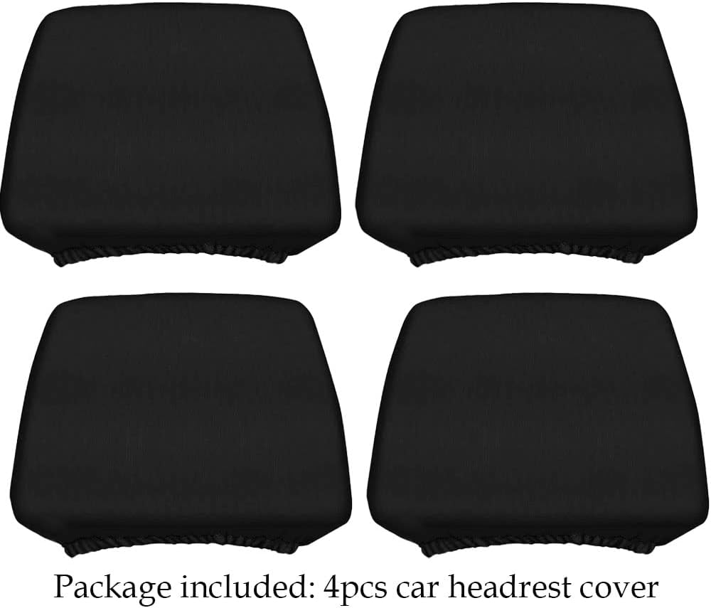 Car Seat Headrest Cover Soft Washable Dirt-Proof Car Head Rest Protector Covering Universal Fit for Most Cars Vans Trucks (Black-4Pcs) - Black-4Pcs image number 5