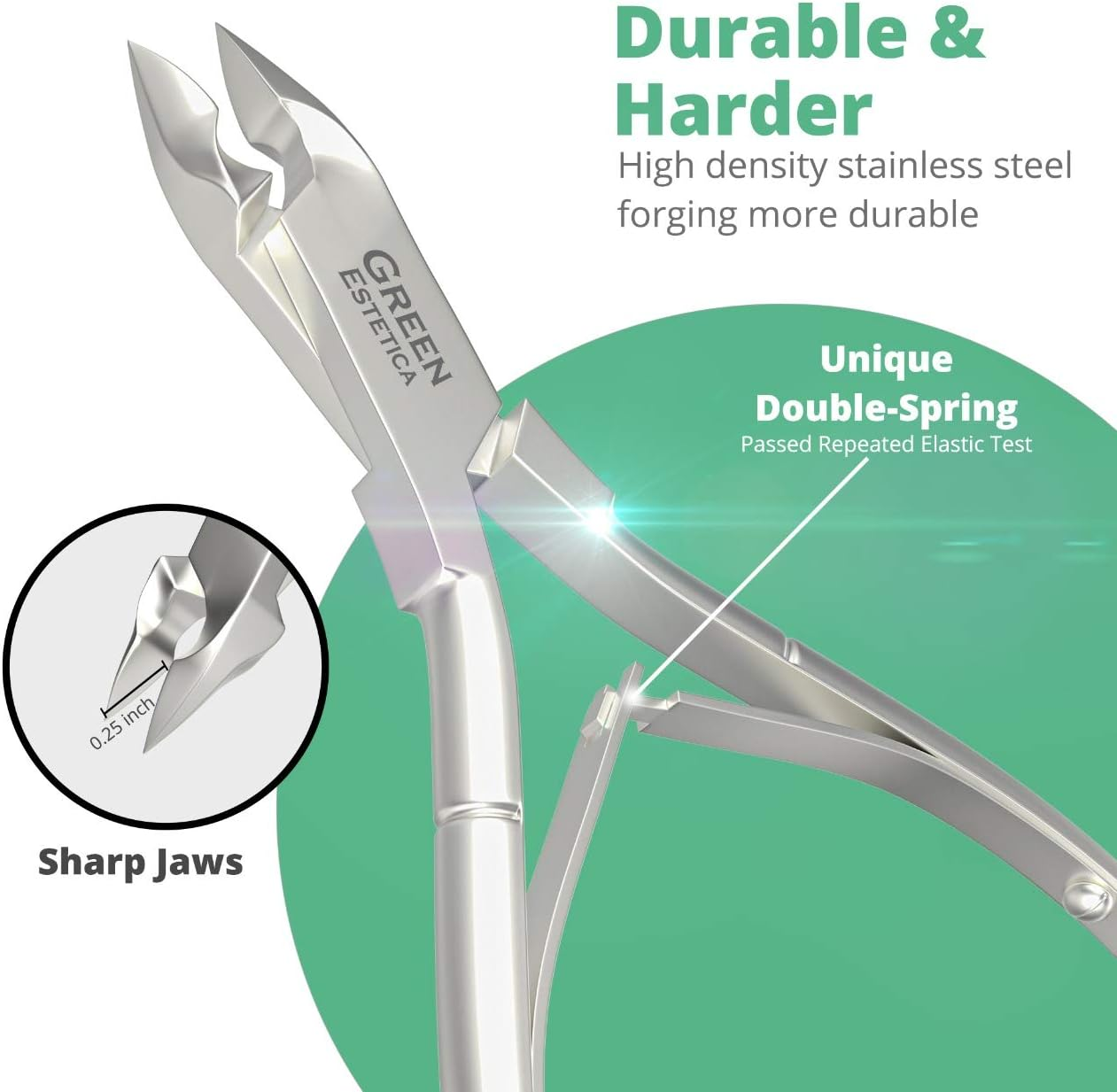 Premium Cuticle Trimmer Stainless Steel Nipper - Sharp Blades with Double Spring - Manicure Pedicure Tool for Home and Salon - Silver Nipper - Pack 1 image number 2