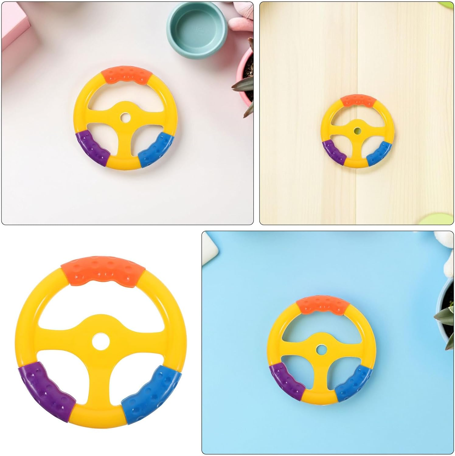 YARNOW 2Pcs Toy Steering Wheel - Plastic Steering Wheel for Rocking Car Bumper Car Pirate Ship - Playground Accessories for Treehouse Backyard Playset Outdoor Playhouse