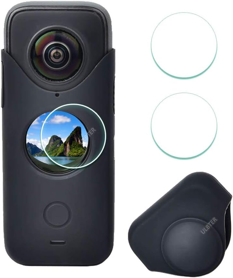 Screen Protector for Insta360 ONE X2 + Black Rubber Sleeve,Ulbter Silicone Protective Case for Insta 360 ONE X2 Panoramic Action Camera Accessory image number 4