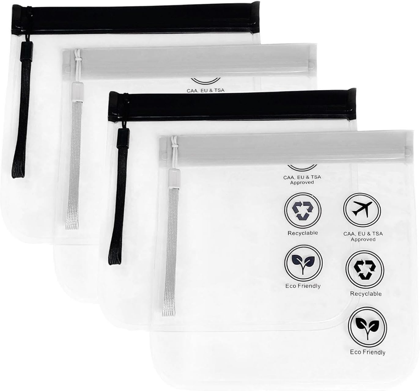 YUESUO Toiletry Bag Cosmetic Pouch Waterproof Pouch,Quart-Size Carry-On Small Handy Bag for Toiletries for Women Men(2Pcs Black/Grey)