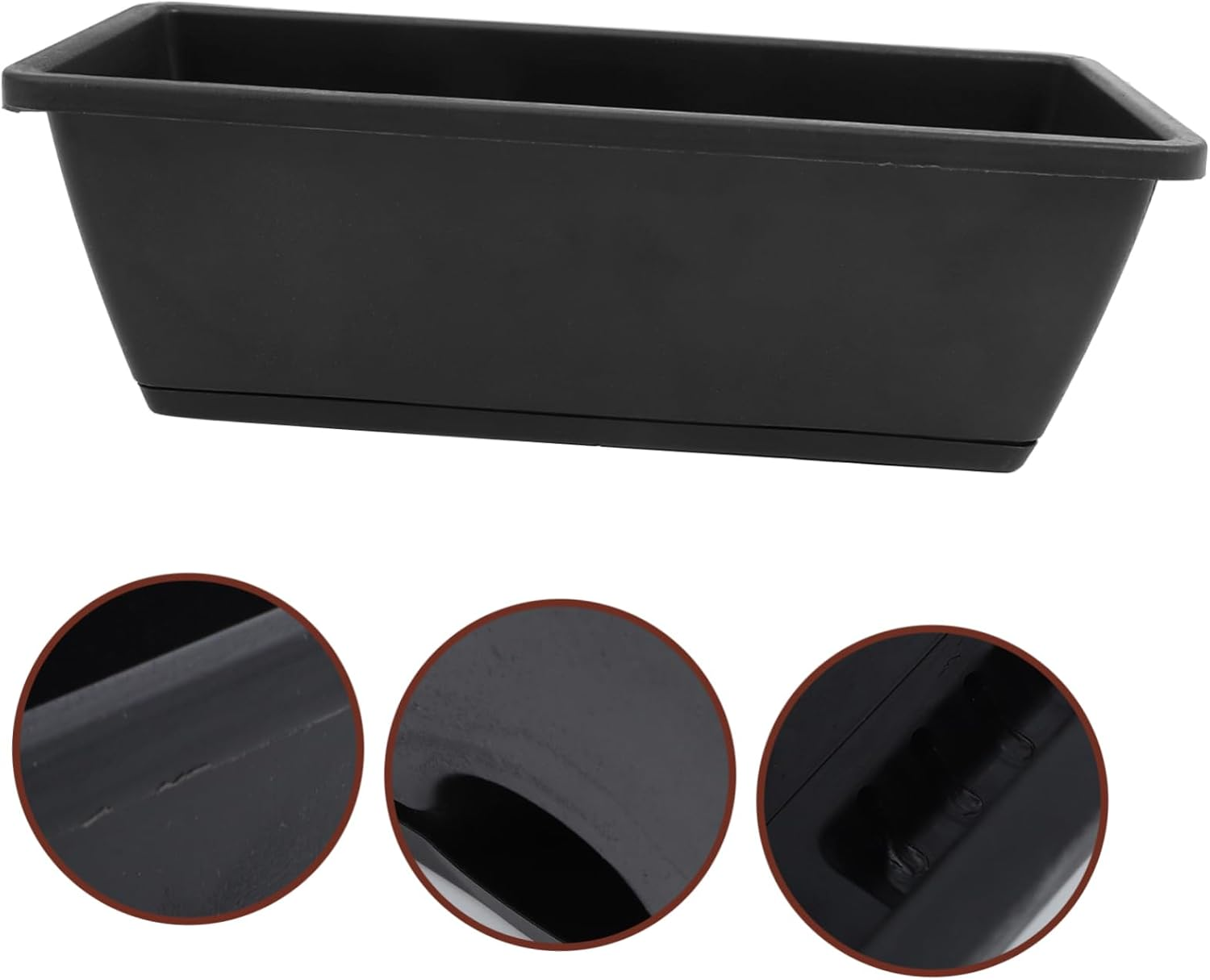 MERRYHAPY 6Pcs Rectangular Plastic Planters Drainage Trays Medium Balcony Flower Pots Outdoor Vegetable Growing Containers Gardening Supplies image number 4