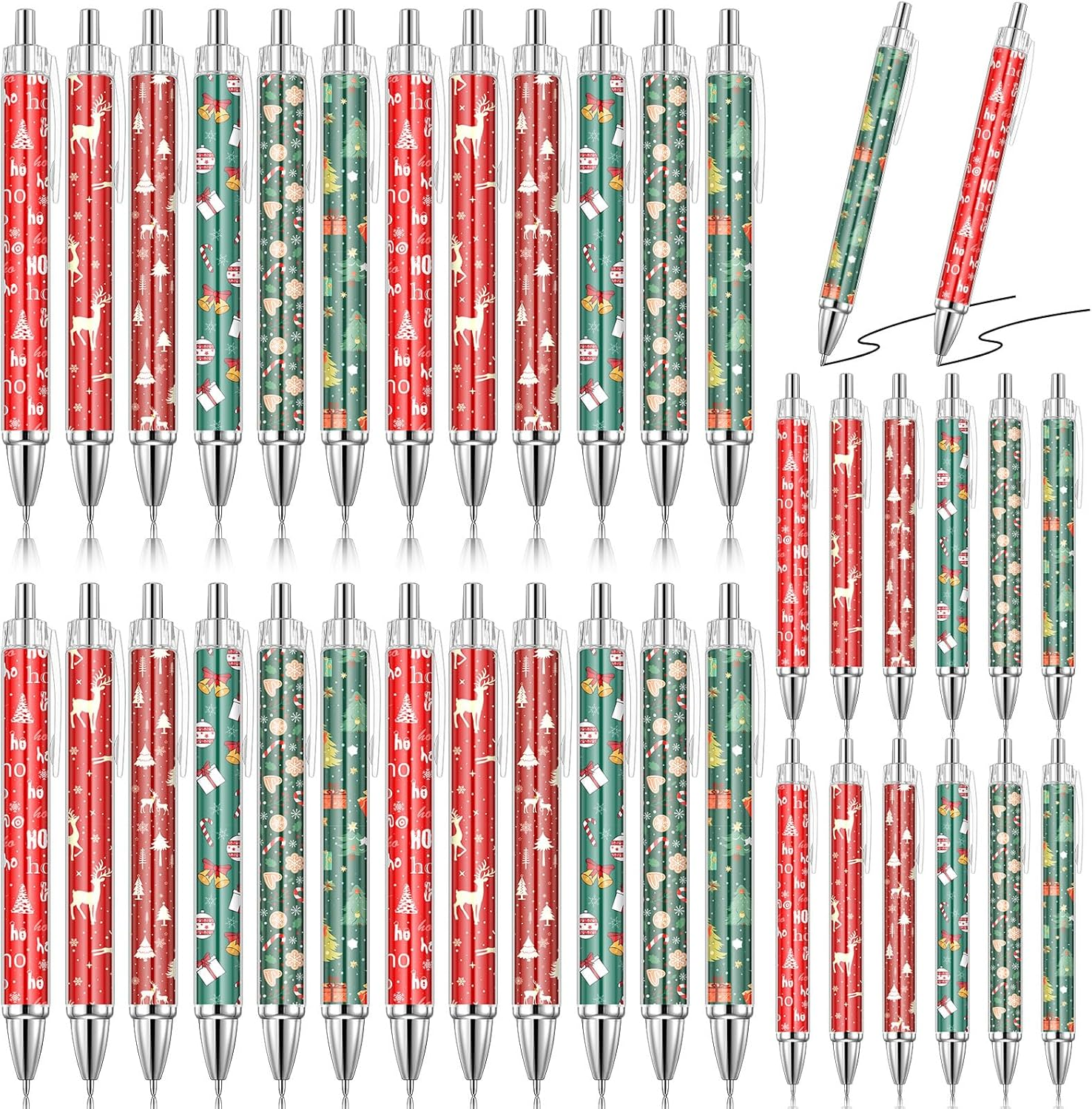 Clabby Pack of 36 Christmas Ballpoint Pens Retractable Gel Ink Pens with 1 Mm Black Ink Funny Christmas Pens Office Stationery Gift Christmas Party Favours image number 4