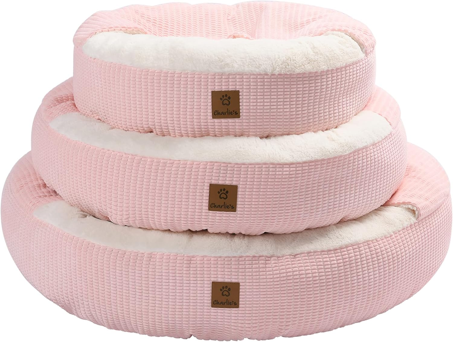 Charlie'S Calming Hooded Pet Bed, Dog, Puppy & Cat Luxury Burrowing Cave, Machine Washable, Anti-Anxiety Plush Donut Cuddler Blanket, round Soft Cozy Padded Nest, Pink, Large 90X90X20Cm image number 6