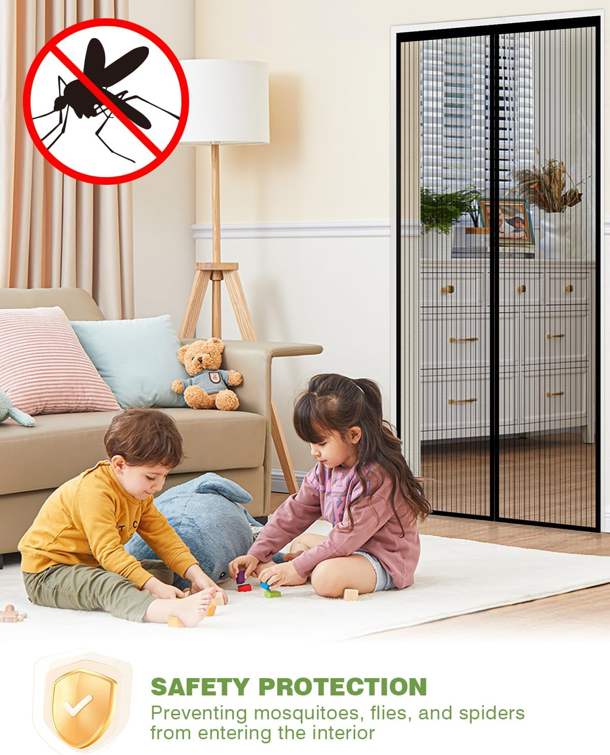 Auxmir Fly Screen Balcony Door Magnetic 100 X 240 Cm, Thickened Fly Screen Door with Stronger Magnets 4 Cm Wide Adhesive Strips, Insect Protection Balcony Door No Drilling for Patios Living Room image number 3