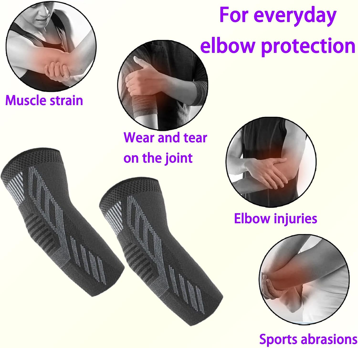2-Pack（1Pair） Elbow Compression Sleeves for Tennis & Golfer'S Elbow Relief, Supports Recovery, Enhanced Performance for Men & Women, Ideal for Weightlifting & Sports Activities image number 5