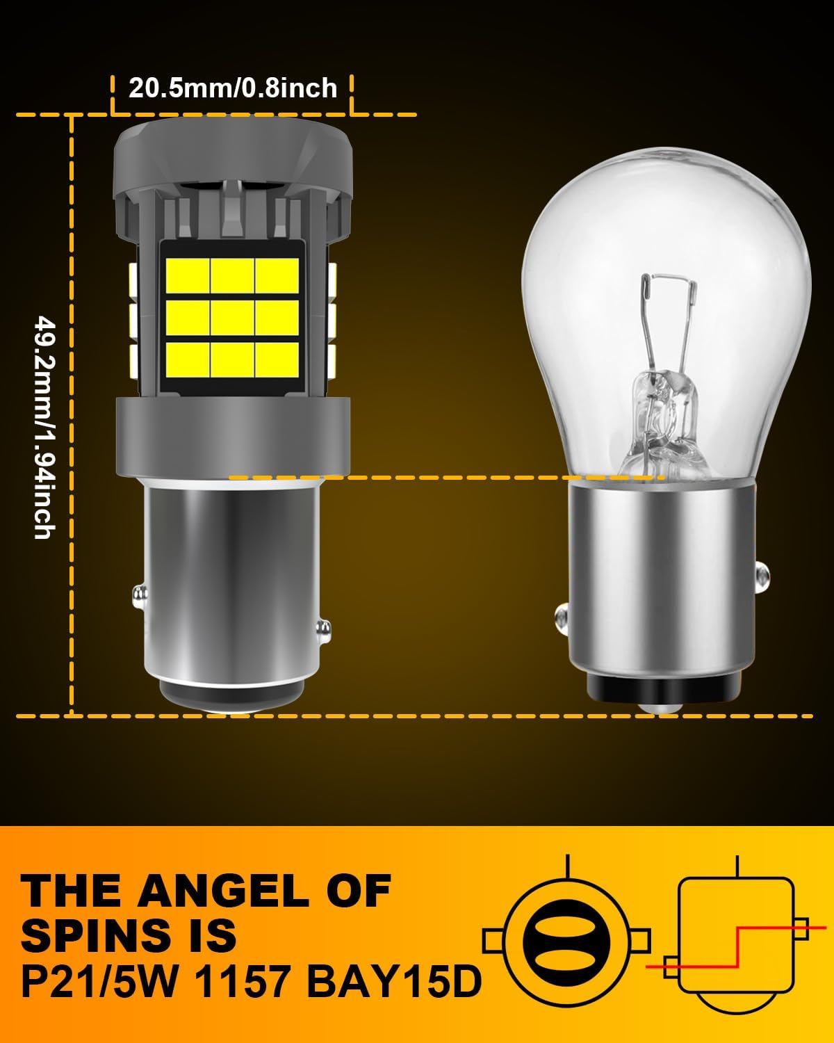 1157 BAY15D LED Bulb, KATUR Canbus 500% Brightness 3000LM 6000K Xenon White with Cooling Fan P21/5W 1157A 1157NA LED for Daytime Running Light Turn Signal Light Brake Light, 2PCS image number 4