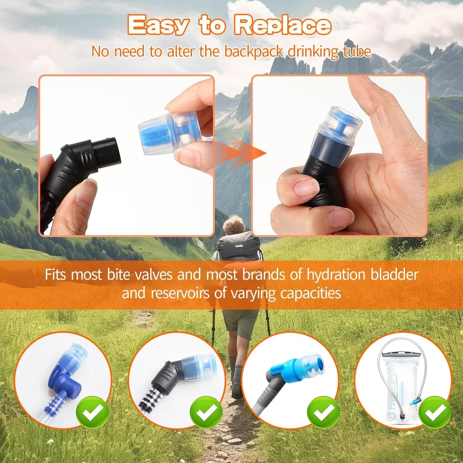 Yrsssa Replacement Bite Valve Nozzles Compatible with Osprey, Salomon,Triwonder & Hydrapak Hydration Reservoirs - Food-Grade Silicone Sheaths.Phthalate-Free,Bpa-Free(5Pcs) image number 4