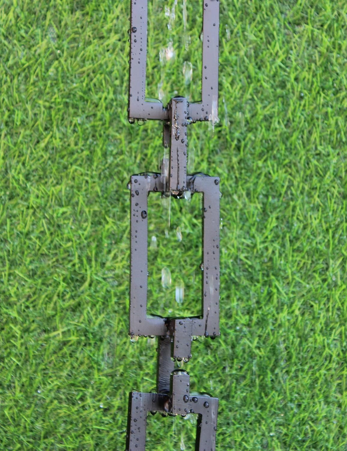 KAM Home Aluminium Artware Rectangle with Square Rain Chain with Installation Kit (Black, 12) - Black, 12.0 Feet image number 4