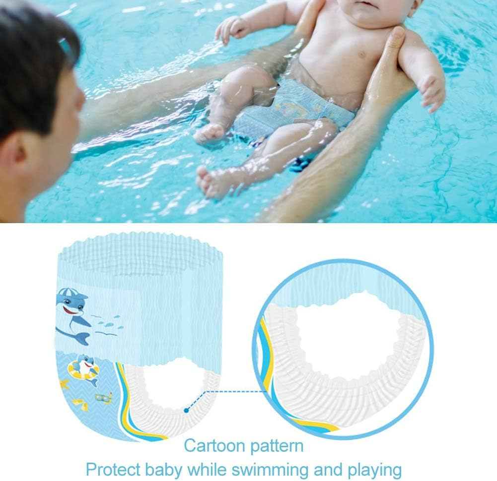 Viagasafamido 3Pcs Reusable Swim Diapers Infant Baby Swim Diapers Washable Snap Pool Swimming Diaper for Boys and Girls (XL 12-16Kg) image number 3