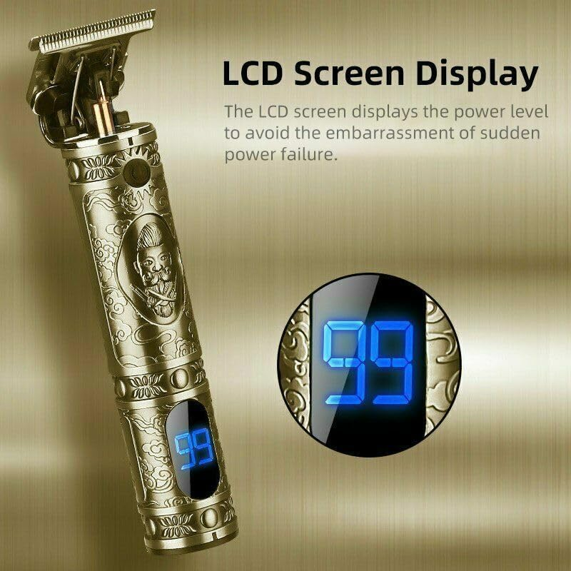 Leona Co All-Metal Hair Clipper Cordless USB Charge Trimmer Shaver LCD Screen Men'S Home Electric Clipper Hair Salon Hair Clipper Retro Shaving Electric Clipper image number 4