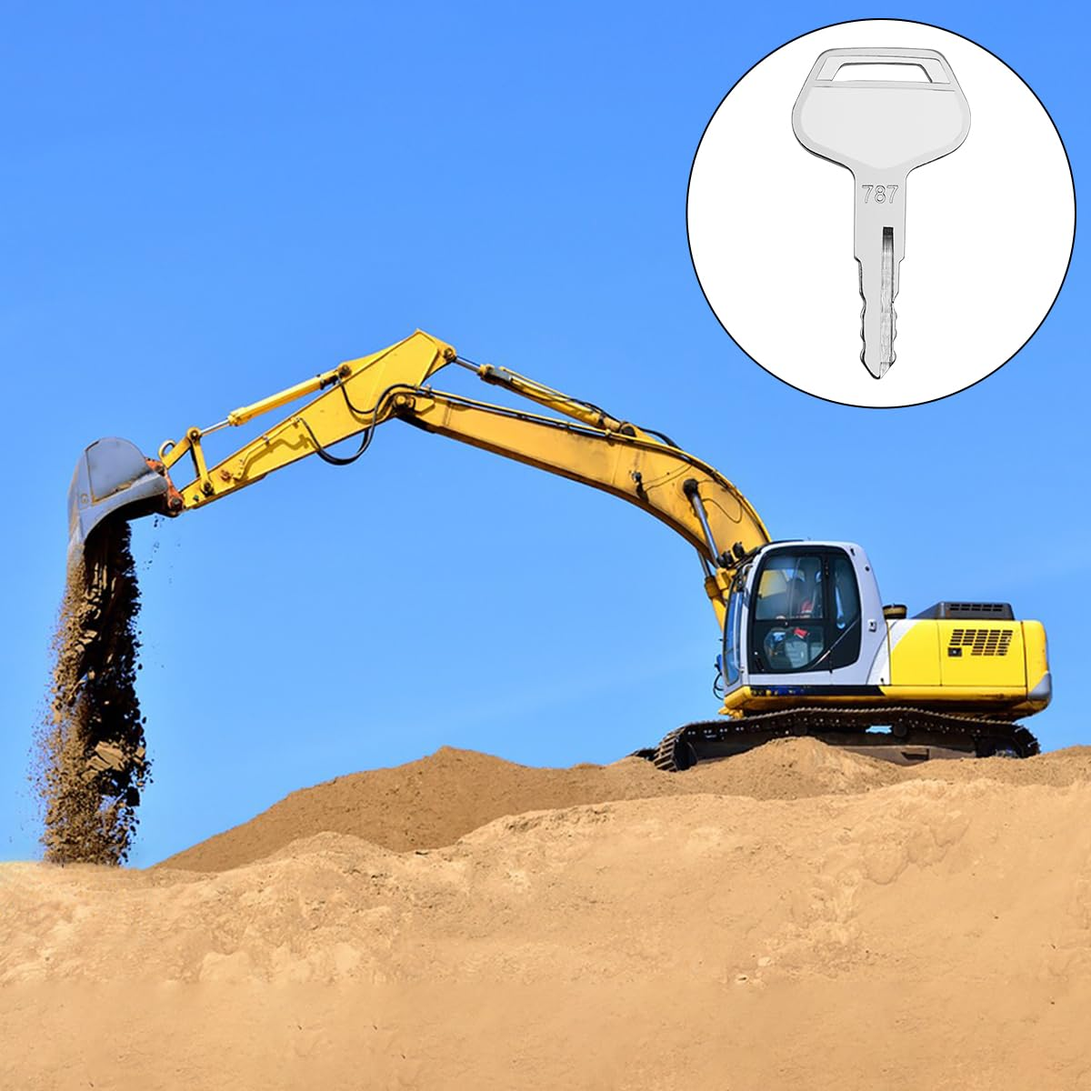 Heavy Equipment Ignition Key, 10 Pack 787 Ignition Keys Compatible with Komatsu, Replacement of OEM Part TR261434 Suitable for Excavators, Loaders, Dozers and Backhoes image number 1