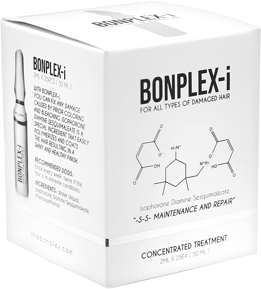 Bonplex-I Ampoule Treatment | for All Hair Types | Damage and Dry Hair | Dimaleate | Reconnect Damaged Broken Disulfide Bonds | Restore and Bonding Intensive Repair Treatment 25 Pcs image number 1