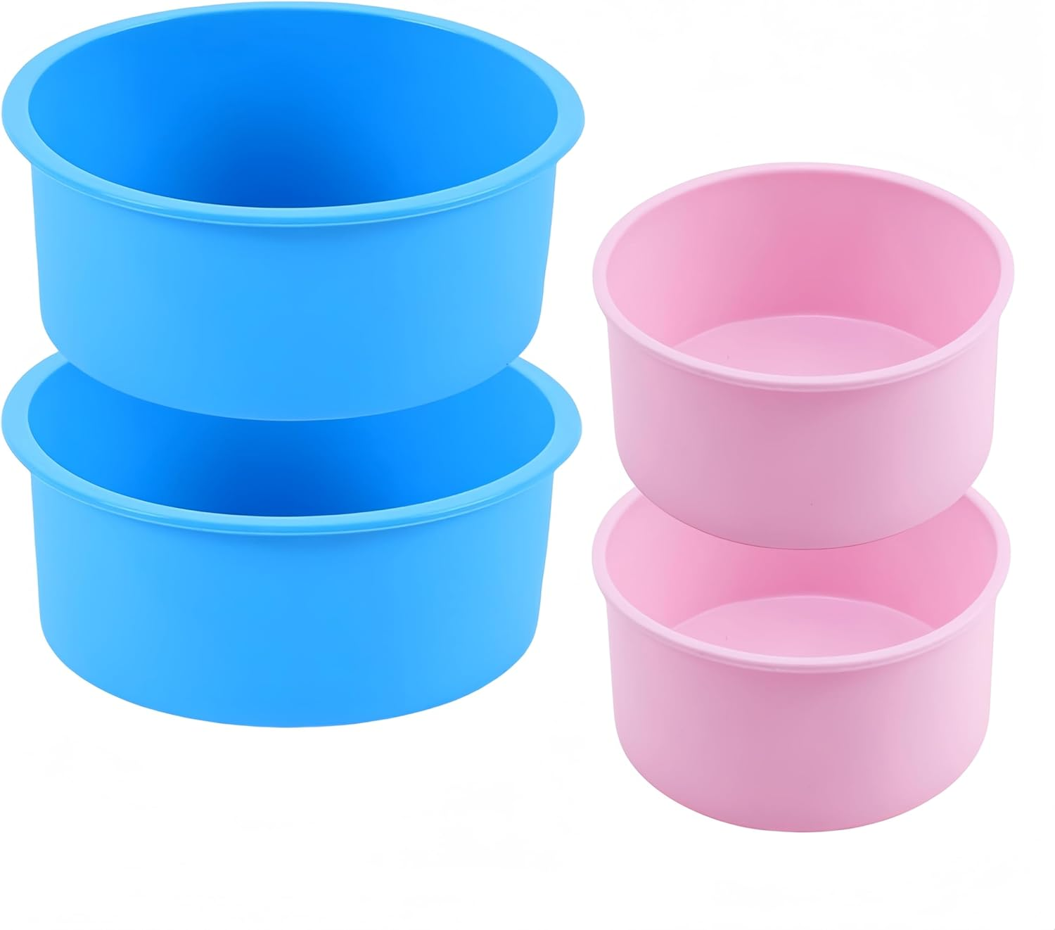 4 Pcs Silicone Cake Tins for Baking, round Cake Moulds, Extra Thick Nonstick Leakproof Deep Cheesecake Pans, Layer Baking Pans Cake Tins Set for Birthday Wedding Tier Cake (6+8 Inch) image number 3