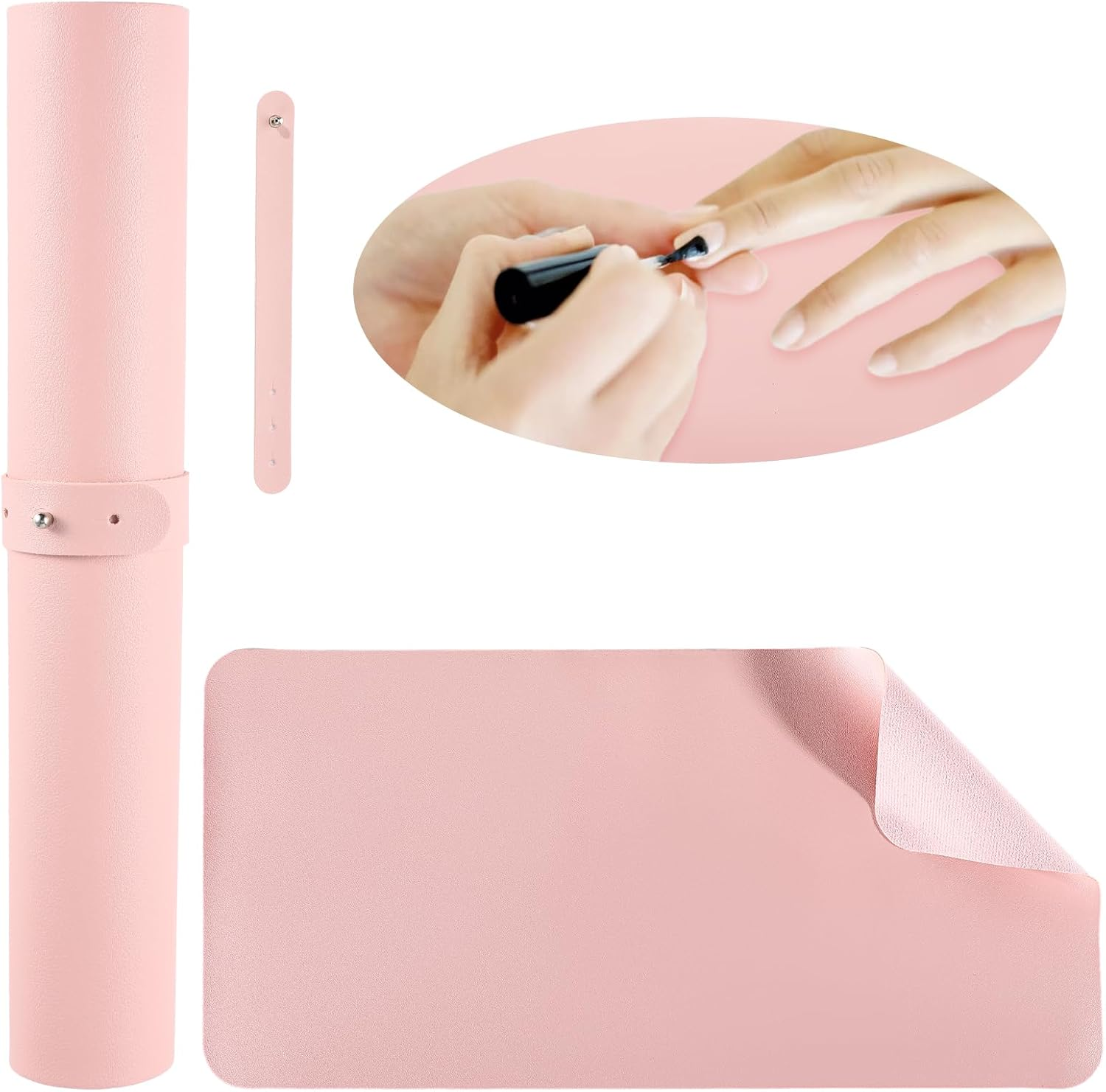 Kifmurase Pink Nail Art Table Mat, Foldable Nail Hand Rest Pad for Nail Arm Rest Cushion (MAT ONLY), Soft Microfiber Leather Nail Mat on Manicure Nail Table Pad Desk for Manicura Salon Room image number 2