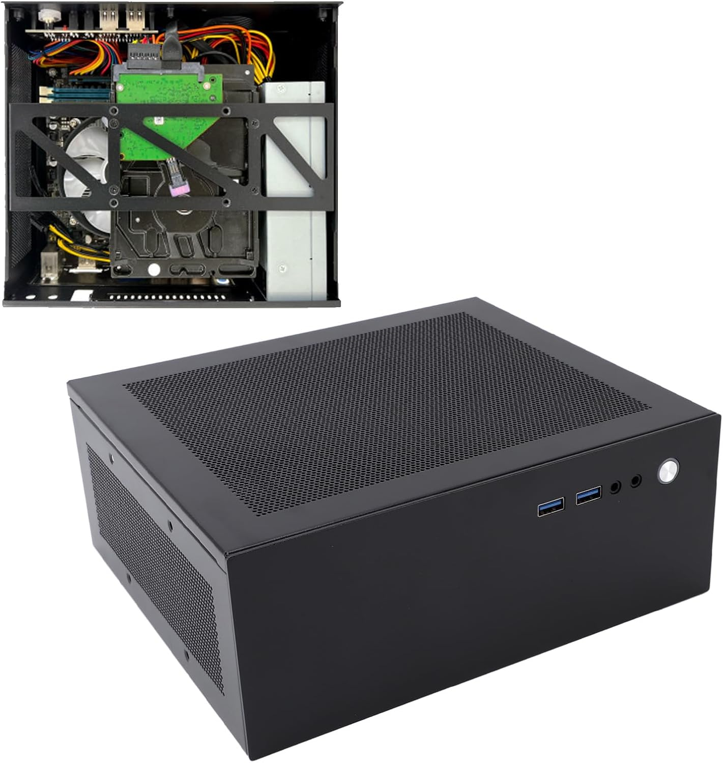 Small ITX PC Case, Steel Micro ITX Case PC Case, with USB 3.0 Port, PCI Slot, for Flex Power Supply, for Computer PC